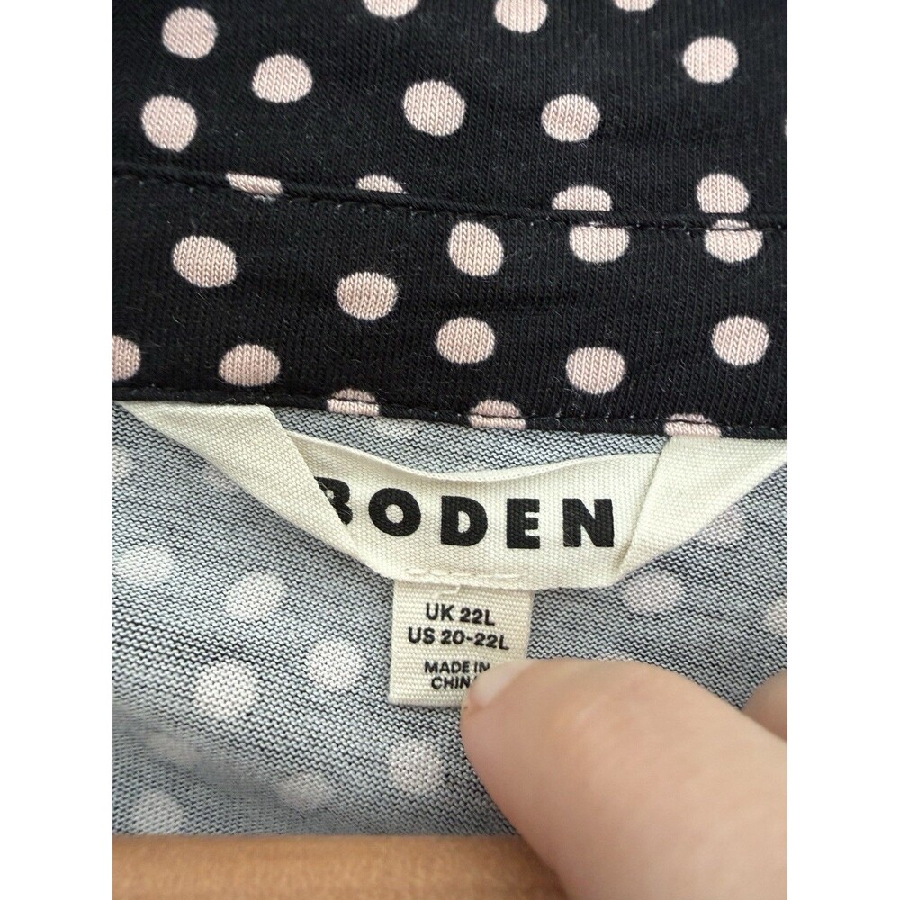 Boden Black beige polka Dot Maxi Shirt Dress Button Front Belted 20-22 plus - Picture 4 of 7